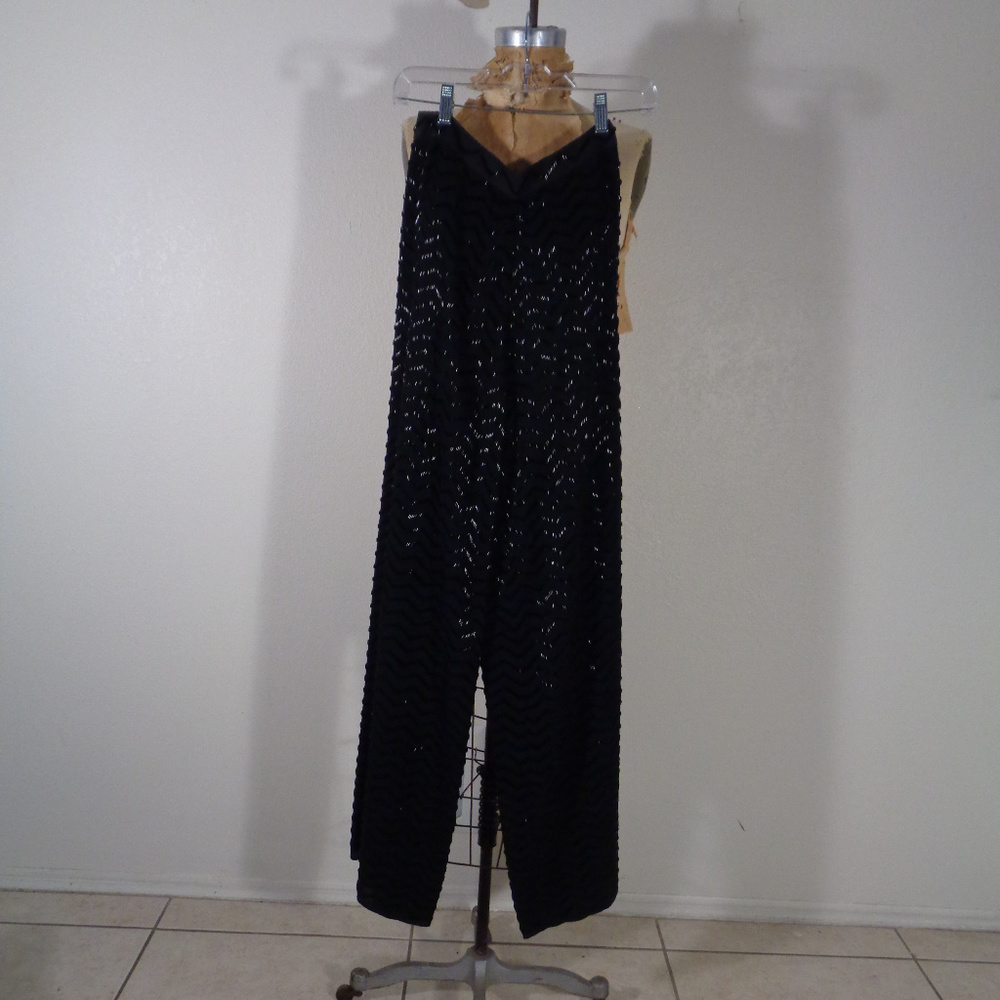 ALICE & OLIVIA HEAVILY SEED BEAD FORMAL PALAZZO'S